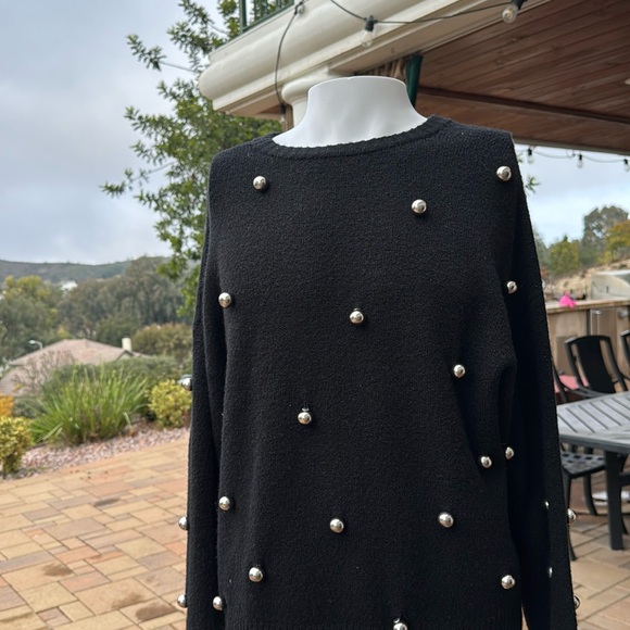 Alice + Olivia Womens Gleeson Metal Ball Detail Knit Sweater M black $495 - Picture 4 of 11